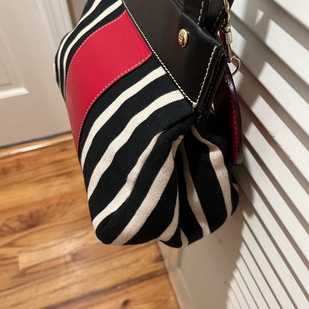 kate spade Black, Cream & Red Striped Satchel Bag - Picture 6 of 9